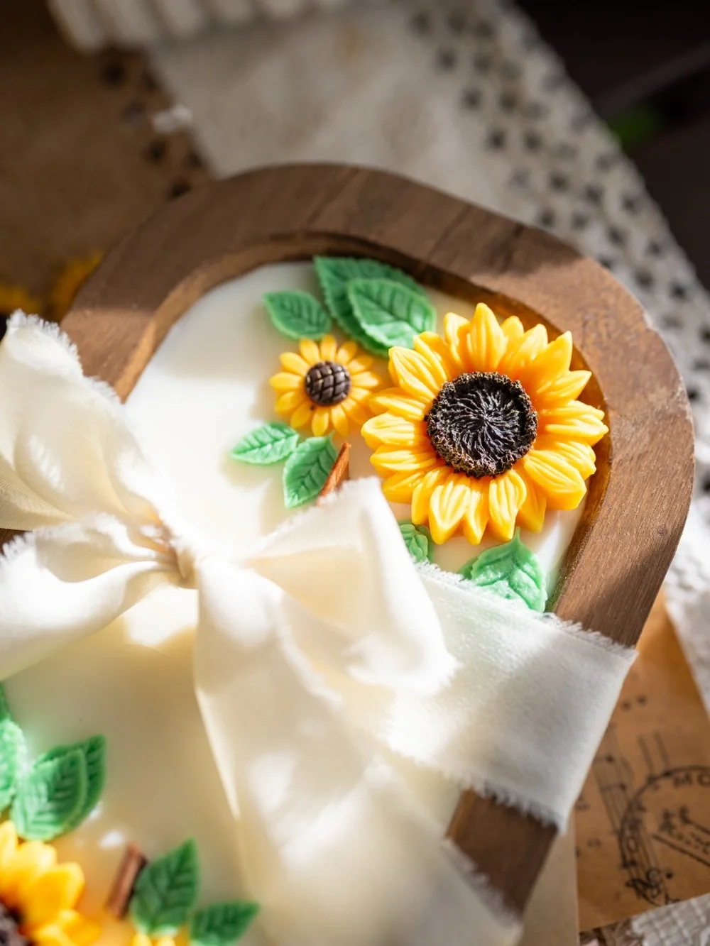 Handcrafted Sunflower Decorative Candle - Yellow